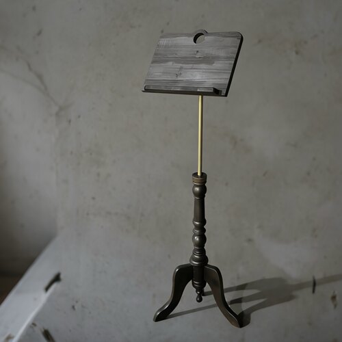 中古侘寂琴谱复古铜杆实木唱诗台菜单广告牌落地立式装饰展示支架