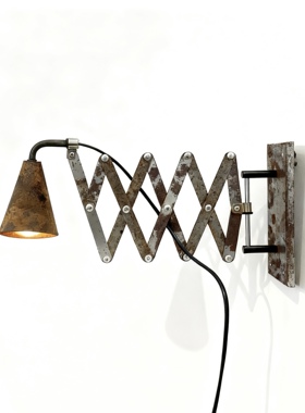 中古工业风折叠剪刀民宿咖啡厅酒吧氛围生锈做旧长臂走廊美式壁灯