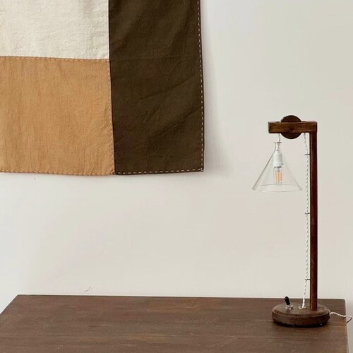 手工玻璃茶室中古风实木灯