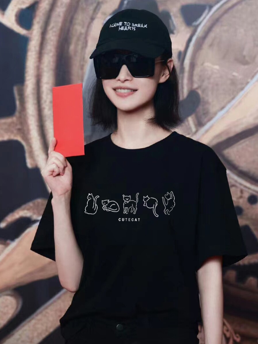 消失的她倪妮同款短袖t恤2023夏季新款女装宽松纯棉高品质上衣服