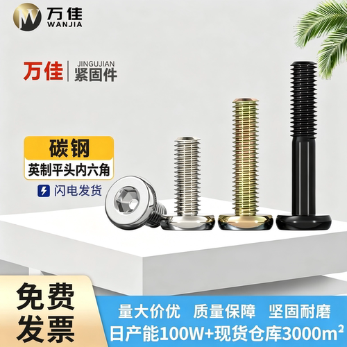 英制平头内六角彩锌螺钉1/4