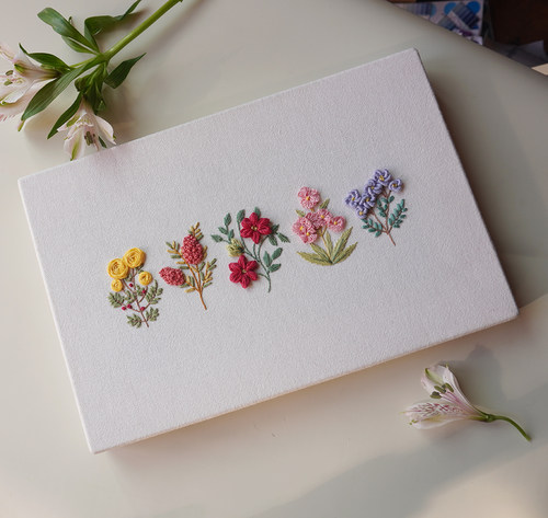 立体花刺绣 法式刺绣手工diy材料包 花系列免装裱挂画 有完整教程