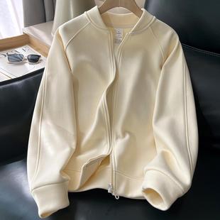 杏色立领卫衣外套秋装女款2025年新款休闲百搭拉链开衫显瘦上衣冬