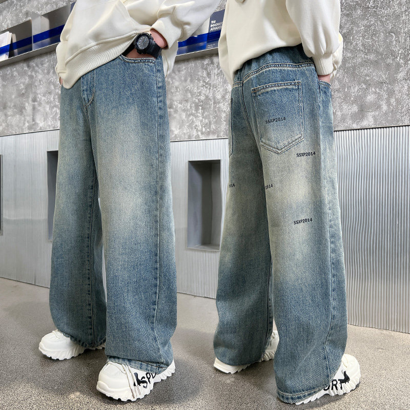 男童牛仔裤春秋款儿童裤子宽松直筒裤中大童男孩百搭潮流休闲长裤,童装/婴儿装/亲子装,儿童牛仔裤,淘宝优惠券,粉丝福利购,淘宝优惠卷