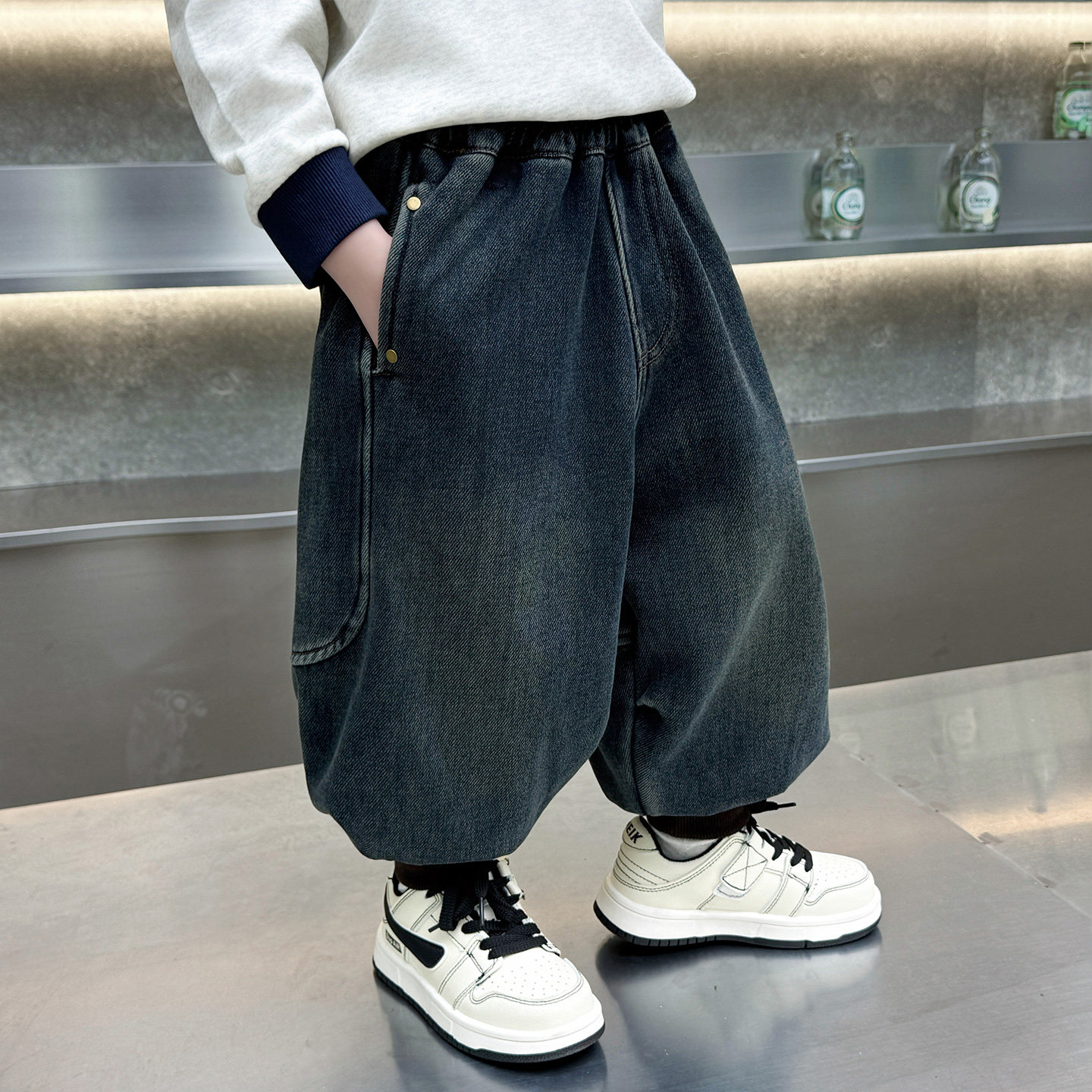 男小童加绒牛仔裤秋冬新款宝宝宽松灯笼裤儿童韩版一体绒束脚长裤,童装/婴儿装/亲子装,儿童牛仔裤,淘宝优惠券,粉丝福利购,淘宝优惠卷