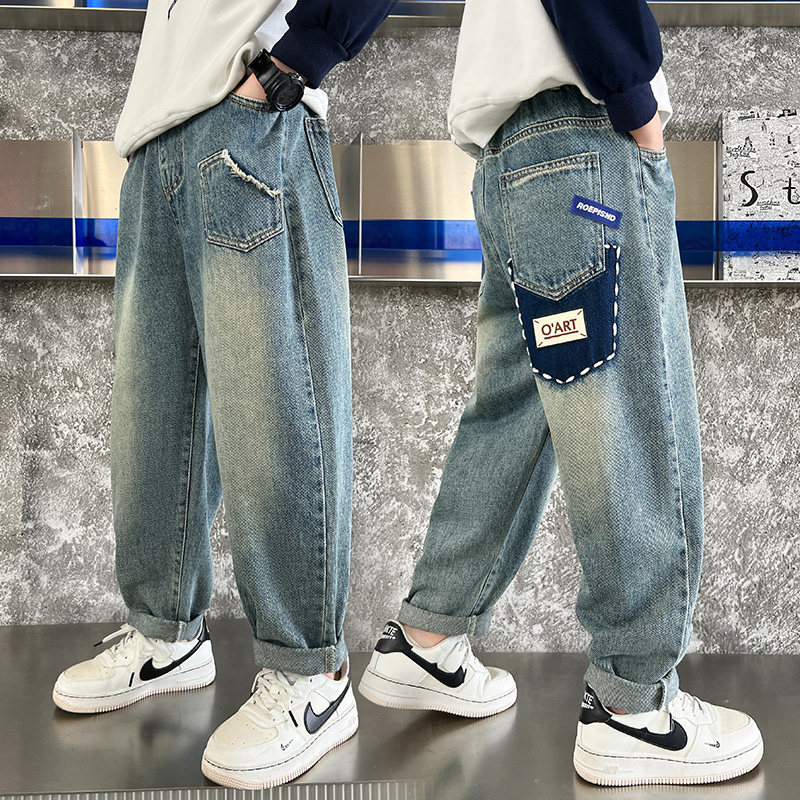 男童牛仔裤春秋新款儿童春装潮酷直筒裤子中大童男孩宽松休闲长裤,童装/婴儿装/亲子装,儿童牛仔裤,淘宝优惠券,粉丝福利购,淘宝优惠卷