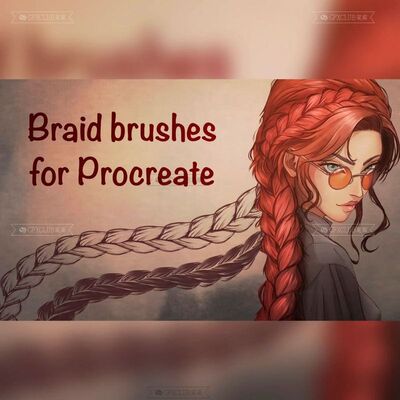 Procreate头发毛发2款插画创作人物角色绘制iPad绘画工具画笔资源