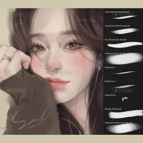 Procreate人像写实15款多功能插画创作上色着色iPad绘画工具素材