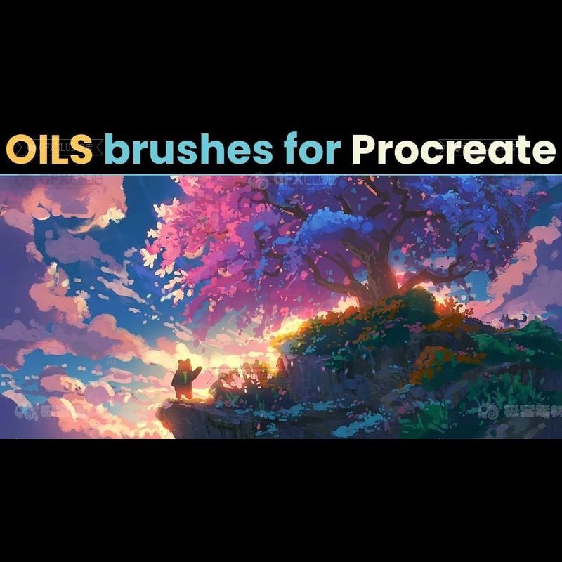 Procreate油画厚涂25款插画创作iPad绘画工具画师必备资源笔刷包图片