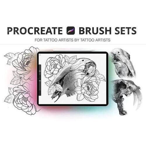 Procreate纹身刺青8款插画创作图案纹样设计iPad绘画工具画笔资源