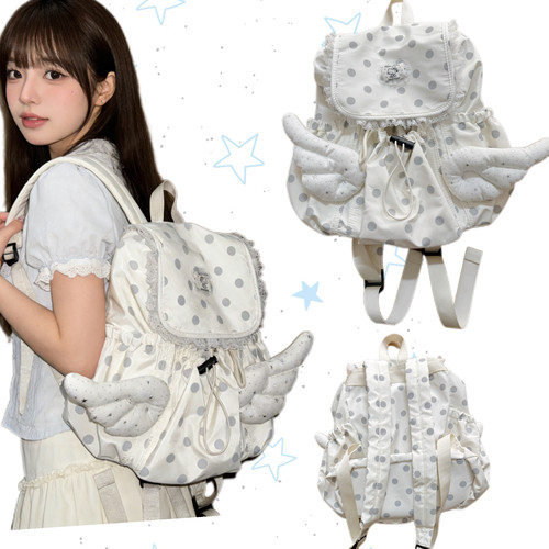 日光欲小众波点芭蕾韩系少女心双肩包通勤女出游旅行背包学生书包