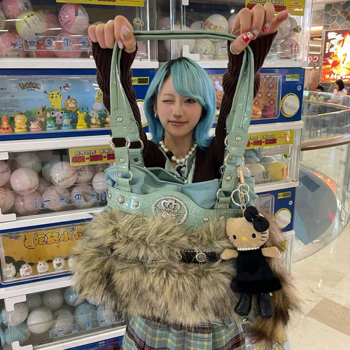 日光欲原创Y2K辣妹毛绒腋下包