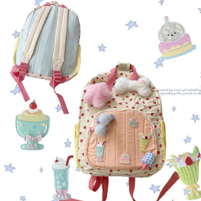 千禧多巴胺少女可可爱爱冰淇淋夏日撞色软妹迷你双肩包包