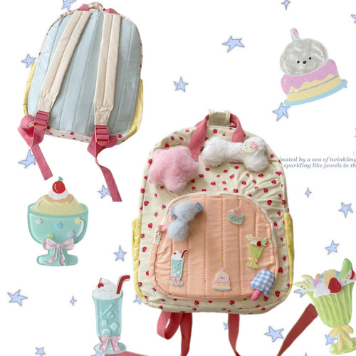 千禧多巴胺少女可可爱爱冰淇淋夏日撞色软妹迷你双肩包包