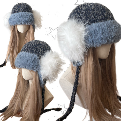 日光欲自制毛绒雷锋帽女冬季保暖护耳帽可爱百搭显脸小防寒帽子