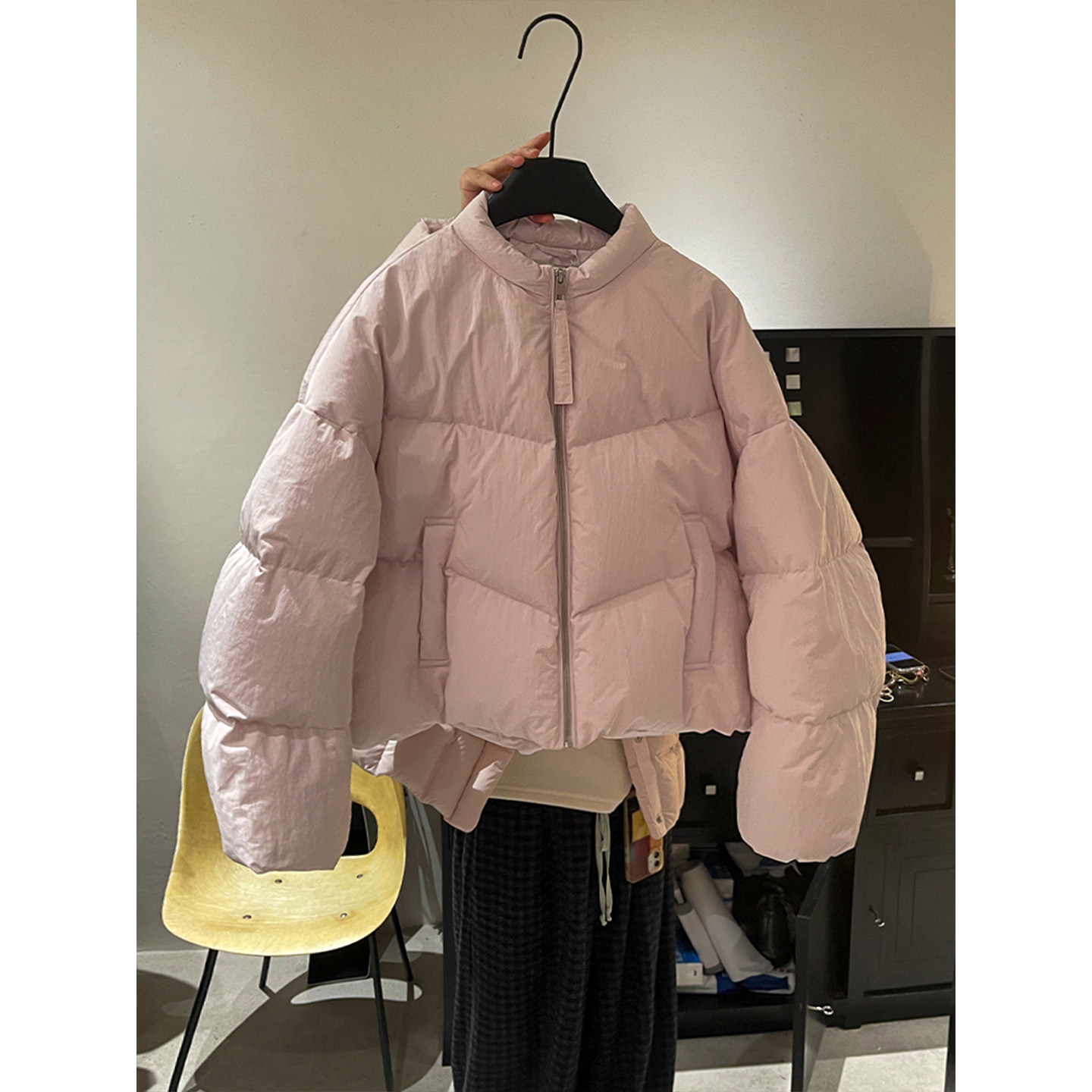 hello羽绒服女2025韩系宽松显瘦白鸭绒立领加厚小个子冬季外套