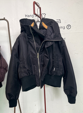 欧货新款女装棉服女宽松显瘦休闲秋冬百搭设计感连帽外套
