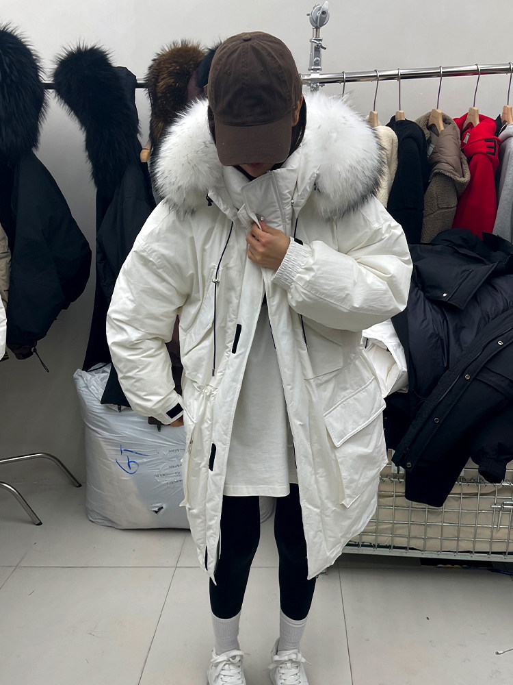 boymissgirl羽绒服女新款女装宽松显瘦大毛领连帽冬季收腰外套