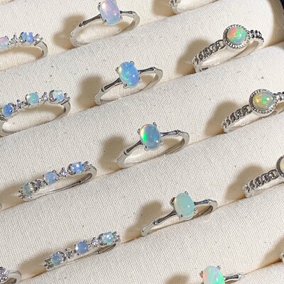 天然欧泊戒指手链女铜镀银