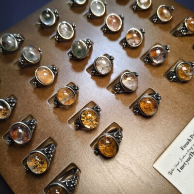 天然水晶戒指幽灵女复古设计感新中式活口绿幽灵孤品配饰