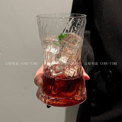 ins风收腰透明玻璃咖啡杯
