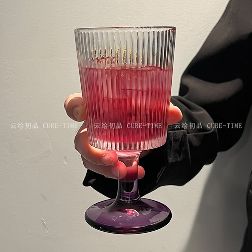 复古浮雕高脚玻璃红酒香槟杯