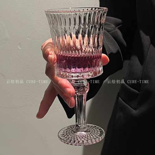 云绘初品复古浮雕高脚葡萄酒杯