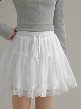 Tania S家法式复古蕾丝花边蛋糕半身裙女装春季新款A字裙百搭短裙