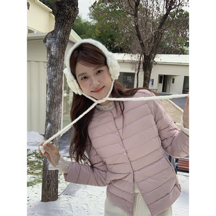 Tania S家秋冬新款韩版淑女纯色轻薄圆领排骨羽绒服通勤保暖外套