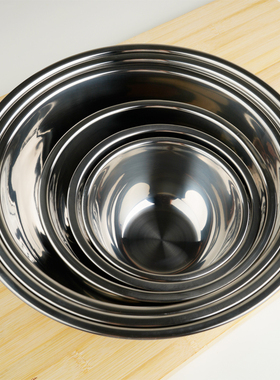 四叶草不锈钢盆加厚打蛋盆汤盆加深洗菜盆圆形料理盆和面盆物斗