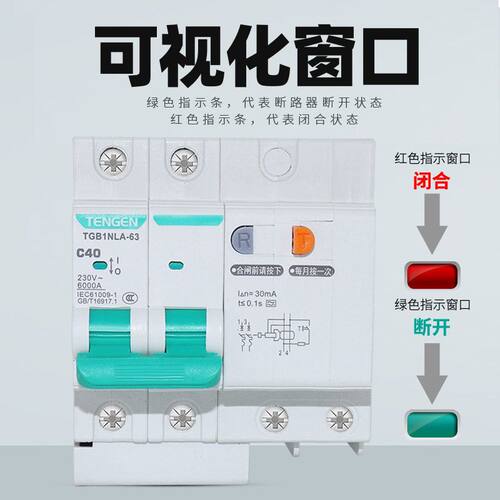 TENGEN天正TGB1NLA充电桩用漏保漏电开关A型电子式漏电保护断路器