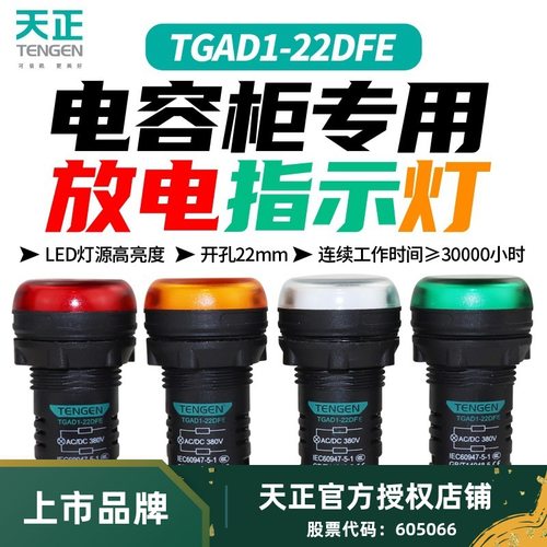 TENGEN天正TGAD1-22DFE电容柜专用放电指示灯放电装置信号灯380V