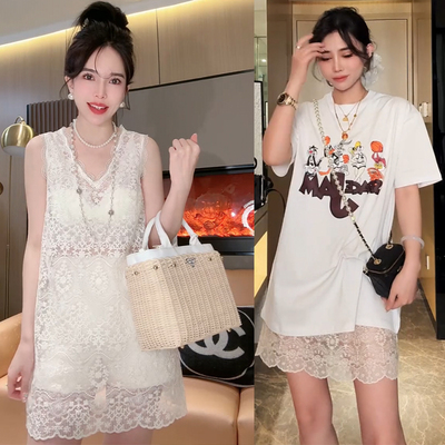 欧货2025女春时尚高级感复古中长款镂空钩花无袖蕾丝背心裙连衣裙