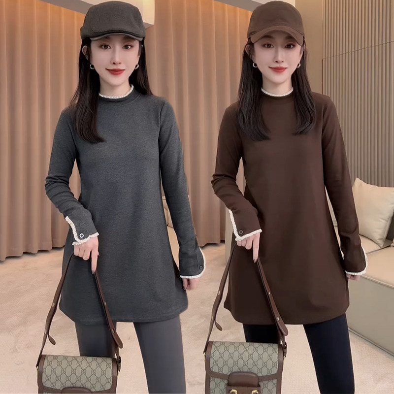 欧货2025冬女时尚设计感气质百搭休闲简约中长款长袖T恤上衣卫衣,女装/女士精品,T恤,淘宝优惠券,粉丝福利购,淘宝优惠卷