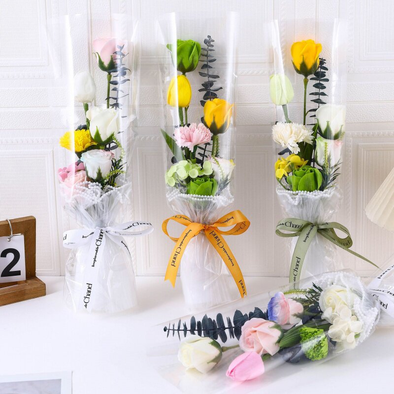 一生有你透明肥皂花 礼盒花盒手提袋玫瑰花 手提盒花艺香皂花