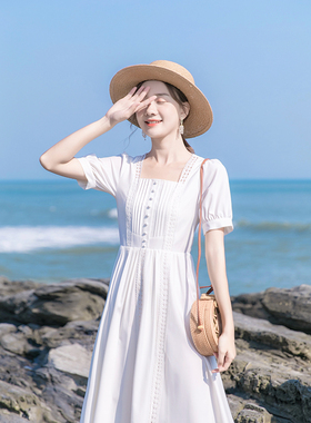 夏季新款法式时尚气质温柔初恋少女公主风收腰长裙高级感连衣裙