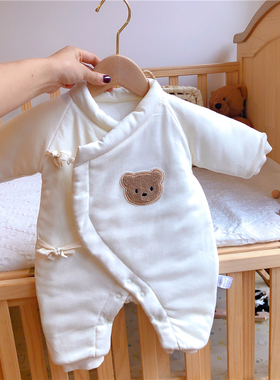 新生婴儿儿衣服秋冬款纯棉初生宝宝0-3月胎儿a类5259码棉袄连体衣