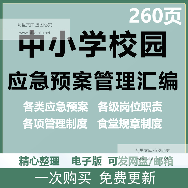 中小学校园各类应急预案管理制度汇编岗位职责食堂规章资料