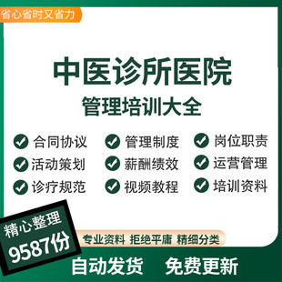 中医诊所合同协议岗位职责经营管理活动策划薪酬绩效全套视频教程