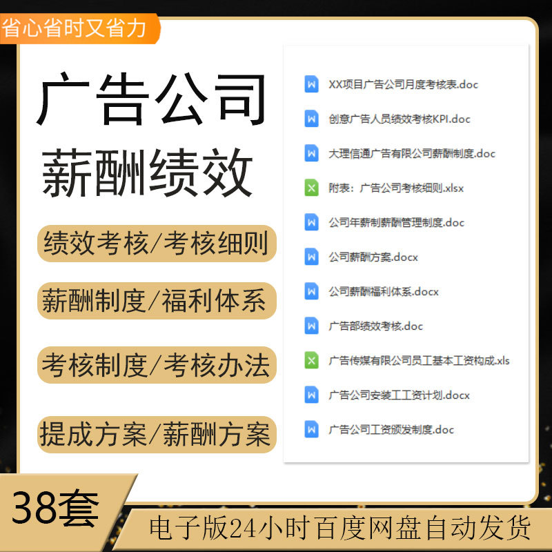 广告文化公司薪资结构体系工资业务业绩提成管理方案绩效考核办法