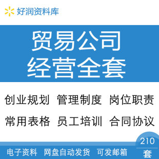 贸易公司创业计划报告岗位职责表格合同协议经营管理制度全套资料