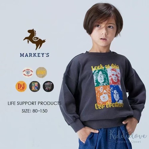 100 120 140 日单 markeys 马牌lsp男童女童纯棉印花卫衣外贸原单