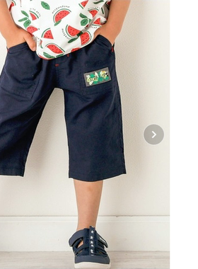 90-130 日单贵牌 slapslip 男童棉麻六分短裤中裤外贸日本原单