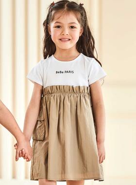 100-140 日单贵牌 beb*e 女童拼接连衣裙外贸日本原单童装