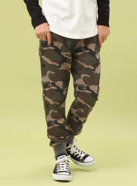 90-140 特价 日单 GW 纯棉毛圈收腿卫裤运动长裤日本原单外贸童装