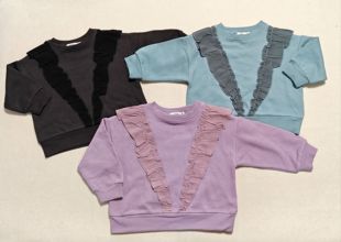 女童荷叶边加绒卫衣外贸日本原单童装 p@irm@non 120