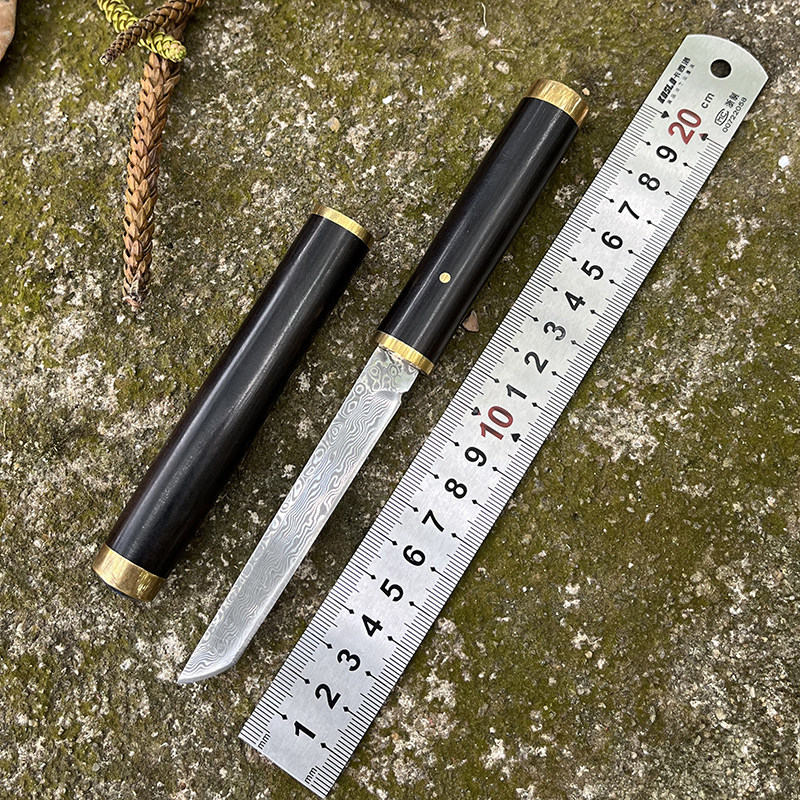 大马士革钢刀便携随身带小直刀