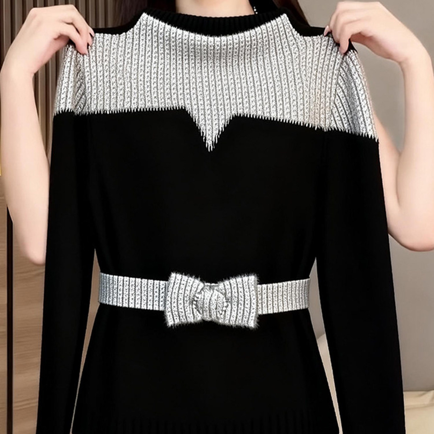 小香风轻奢蝴蝶结撞色半高领长袖t恤衫女秋冬季显瘦气质小衫上衣,女装/女士精品,大码内搭,淘宝优惠券,粉丝福利购,淘宝优惠卷