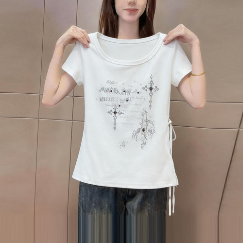 2026夏季洋气字母印花短袖t恤女