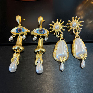 「高定走秀款」schiaparelli镀真金欧美个性时尚潮流恶魔之眼鼻子